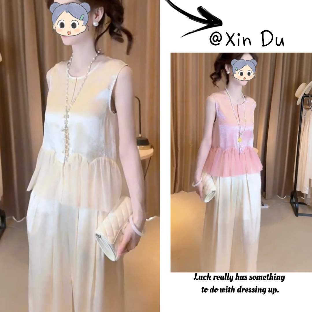 2025夏季新款时尚显瘦气质女士网红洋气两件套百搭款D21823