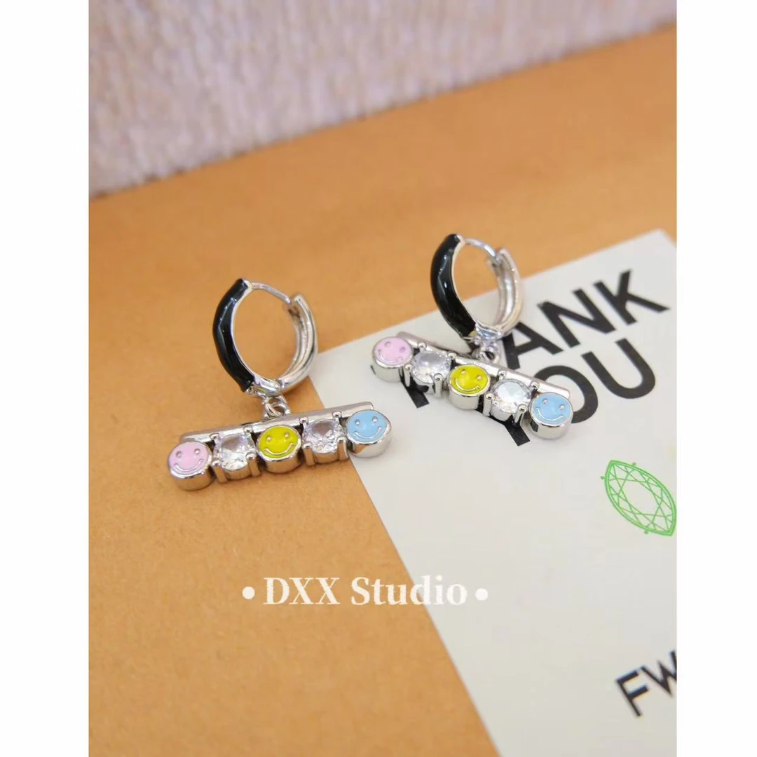 铜合金锆石耳饰 小众设计百搭笑脸耳饰46879