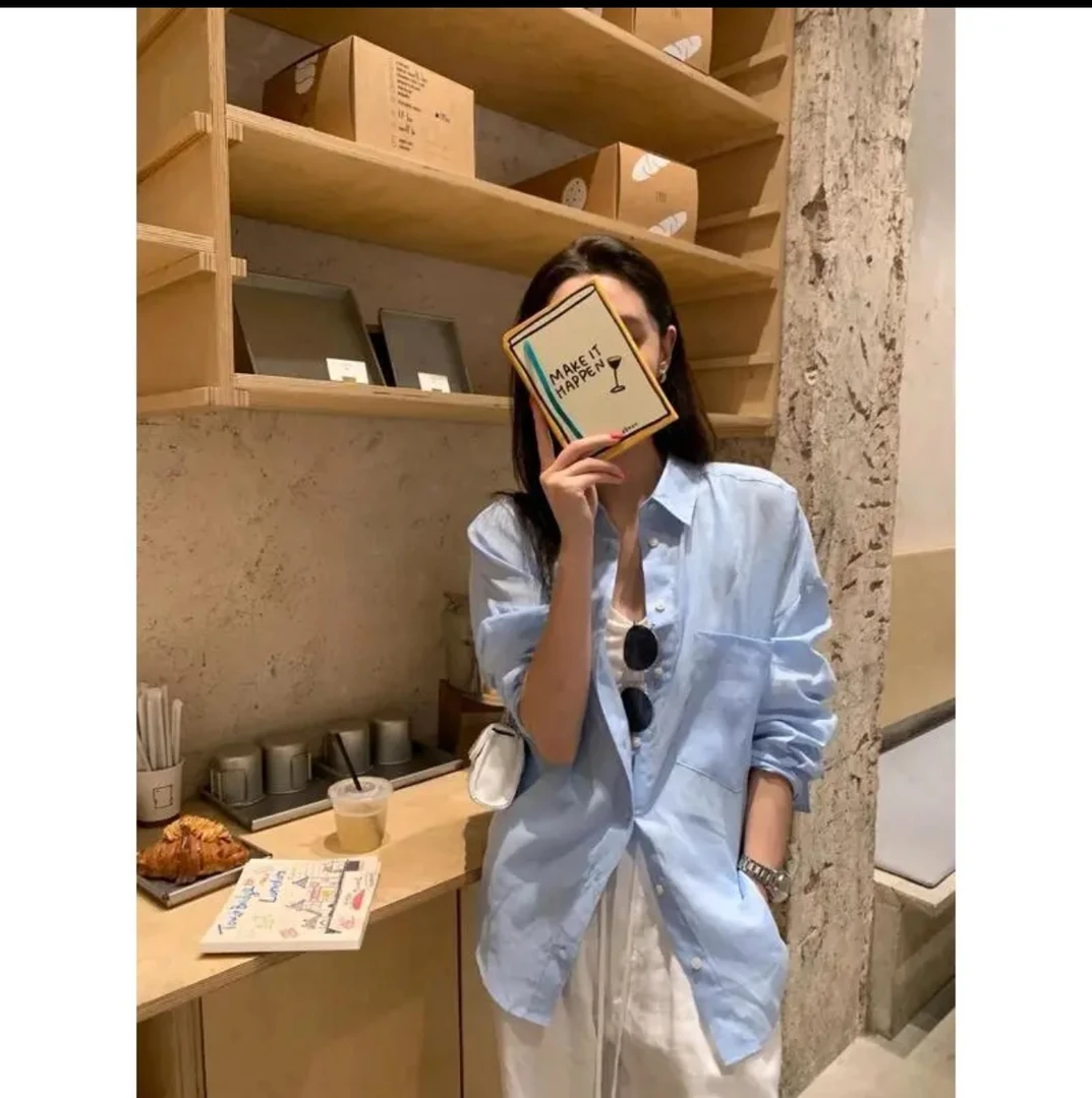 夏季新款气质衬衫防晒开衫外套女设计感宽松棉麻外搭上衣四色