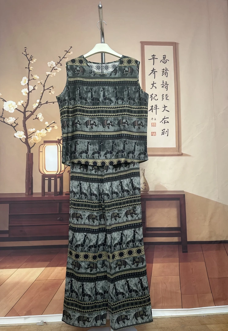 【叠山纪】中国风时尚套装夏季时尚复古网红套装无袖连衣裙上衣
