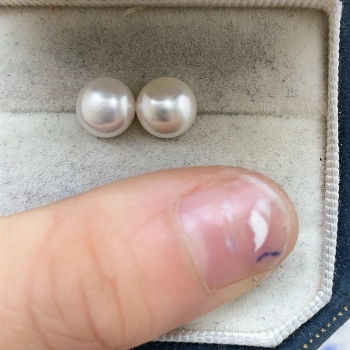 淡水珍珠耳饰银S925镶嵌a