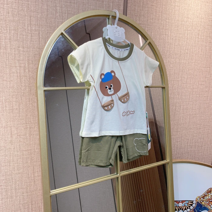 AA416   宝宝白色短袖短裤套装