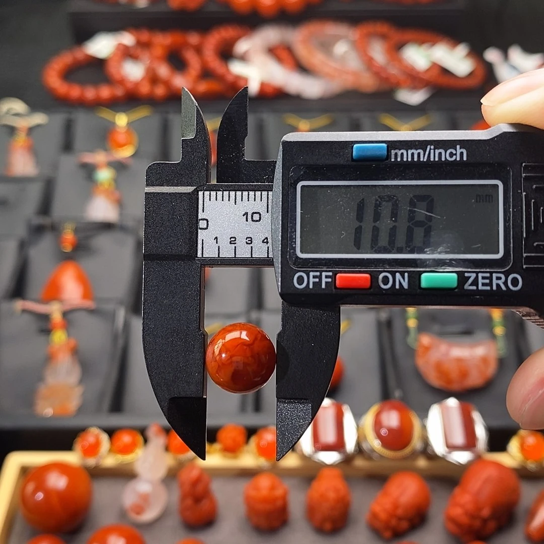 南红玛瑙未镶嵌四川凉山瓦西火焰纹单珠10.8mm