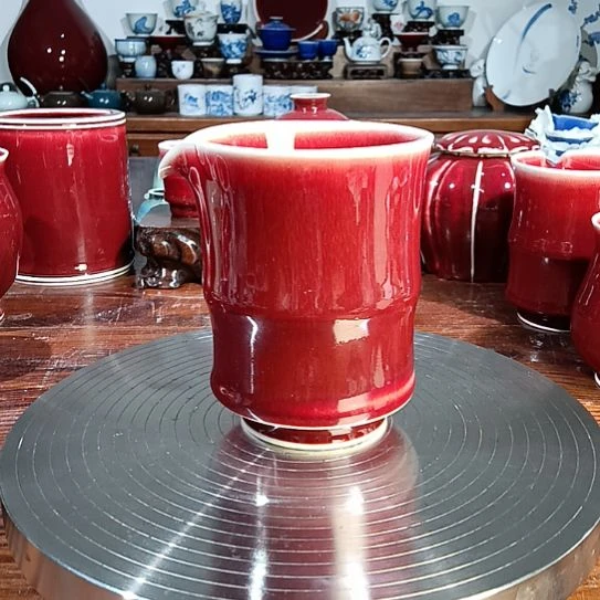 景德镇纯手工郎红公道杯