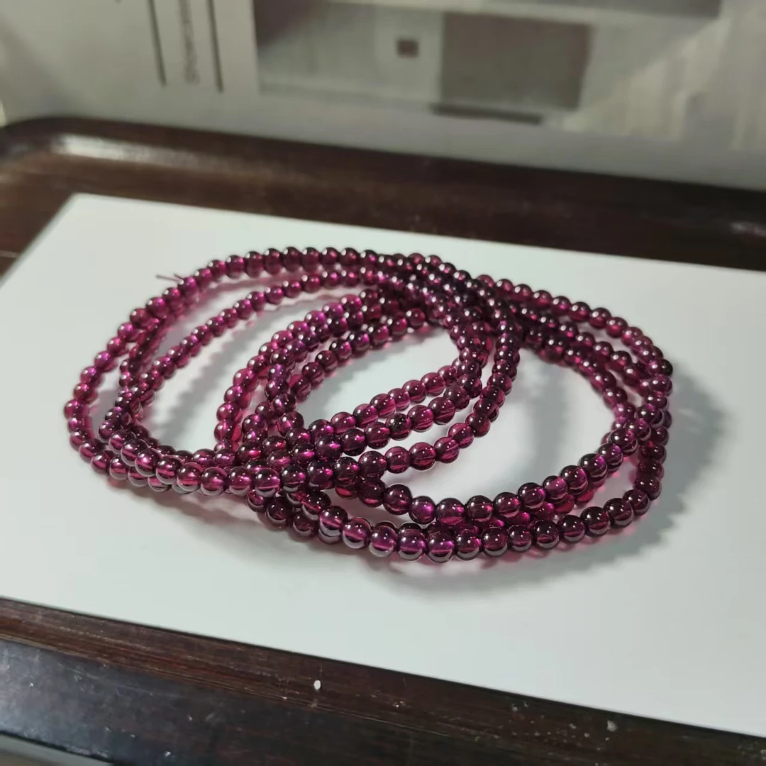 【书记甄选】天然原创石榴石三圈手链 多样性发一件约4mm gd1344