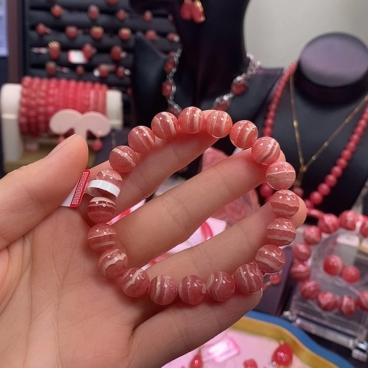 菱锰矿（红纹石）未镶嵌手绳