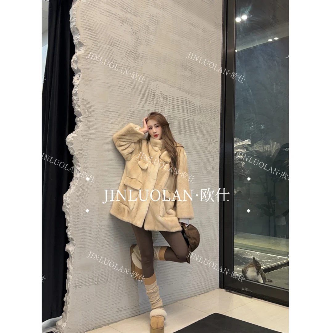 JINLUOLAN-欧仕"烬日月未"设计师冬季款冬季貂皮上衣-24096