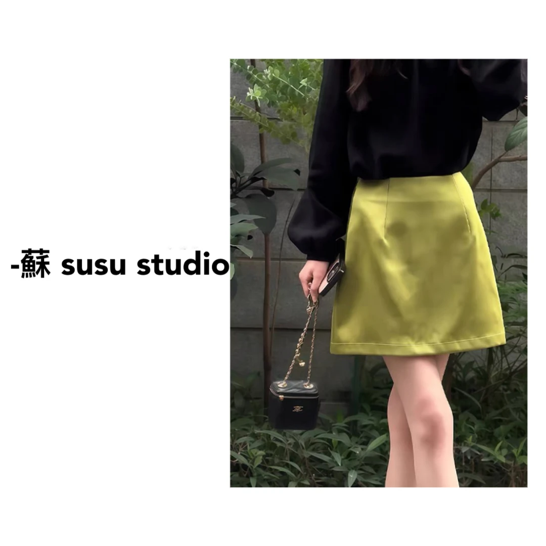 韩国东大门夏季新款简约设计感高腰宽松显瘦百搭A字半身短裙367