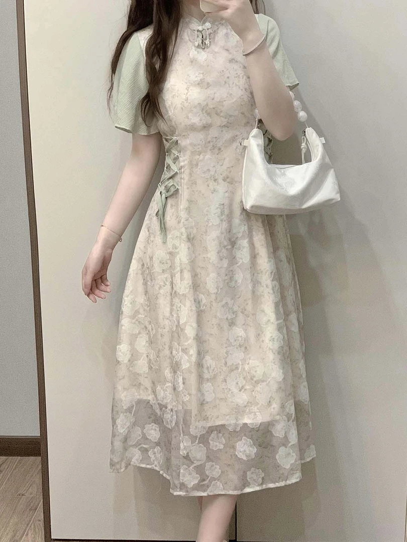 2025夏季新款改良版新中式旗袍女设计感国风禅意气质显瘦连衣裙子