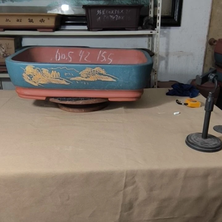 紫砂花盆绿色小号水