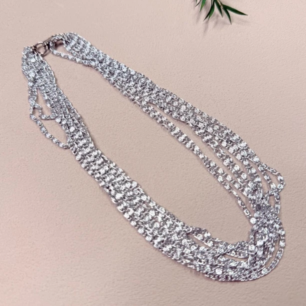 铜合金项链 【六六中古】孤品复古多层流苏项链ty0426链38