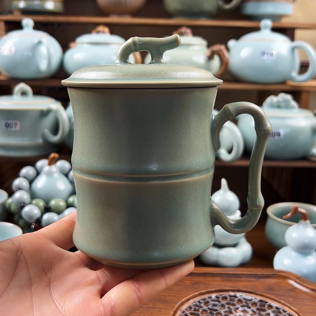 仿古釉手工竹节办公杯福利