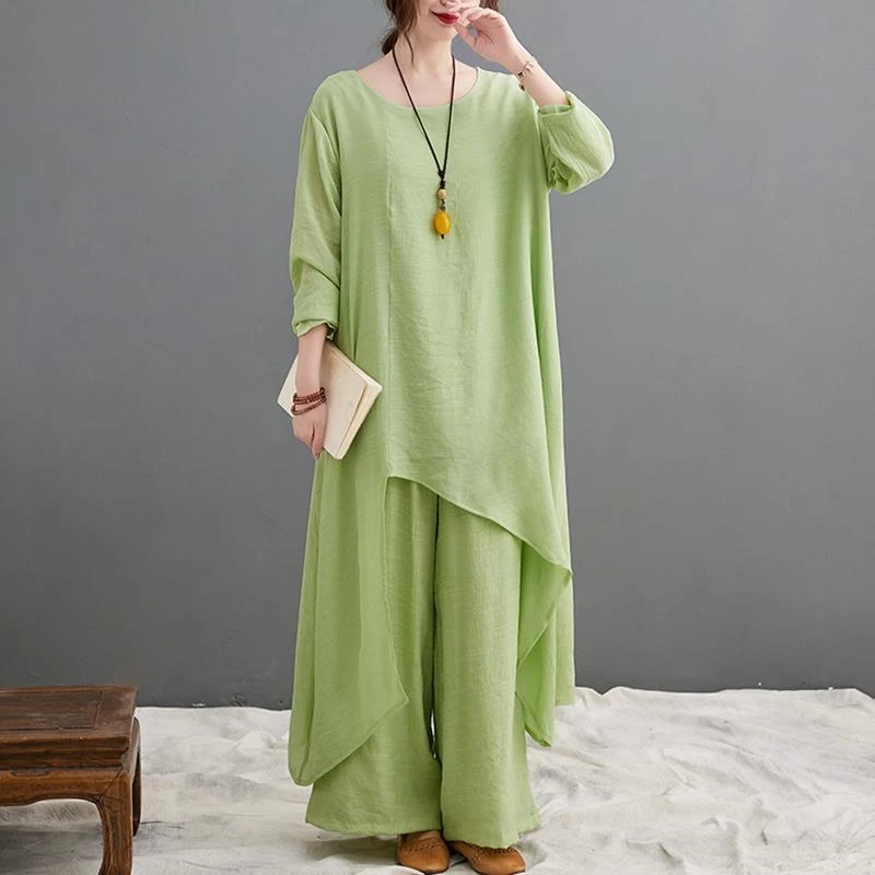 女式中国风佛系禅服禅修居士服女秋季禅意素衣套装棉麻茶服太极服