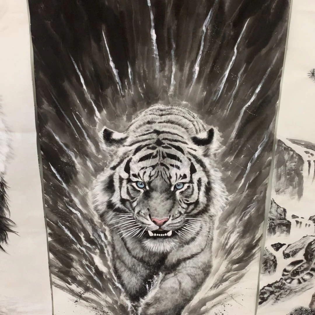 国画逍***子福利作品手绘老虎