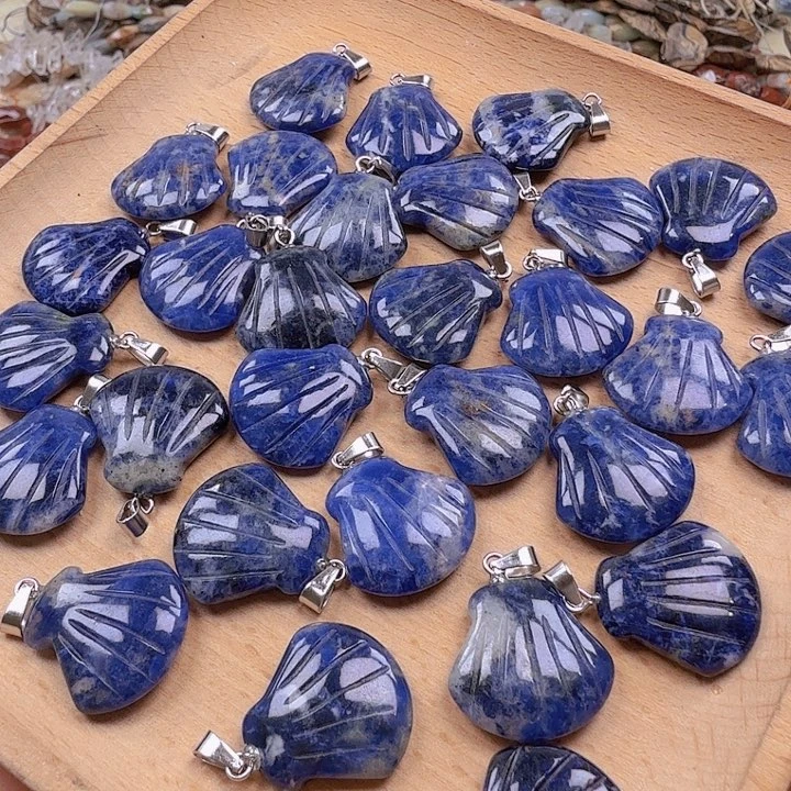 水晶珠宝半成品未镶嵌卡20蓝纹扇贝配件（2颗）