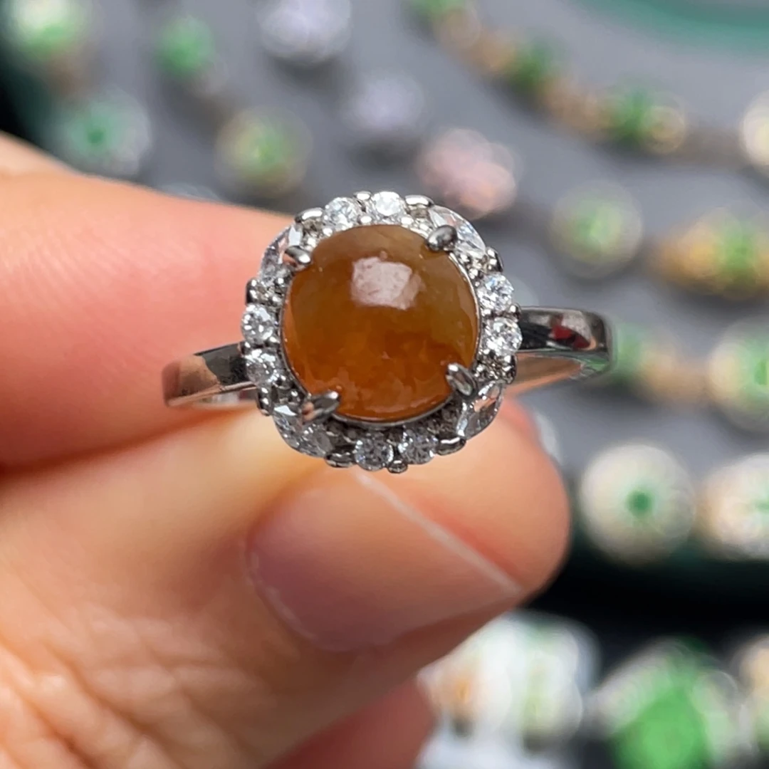 翡翠银S925镶嵌戒指纯天然缅甸翡翠A货