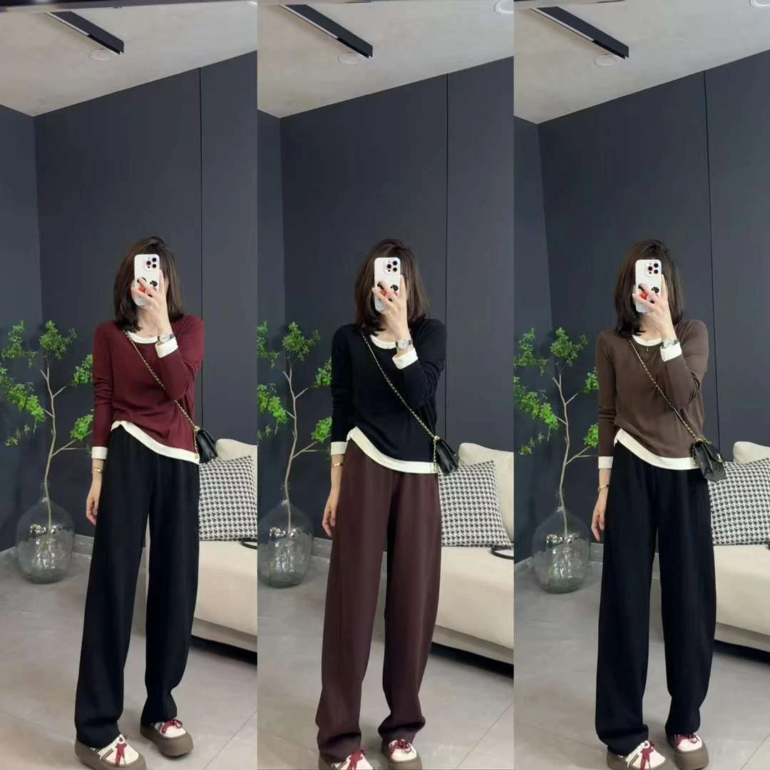 TY5 【美式假两件】巨巨巨显瘦的冷调美式假两件(衣长56)