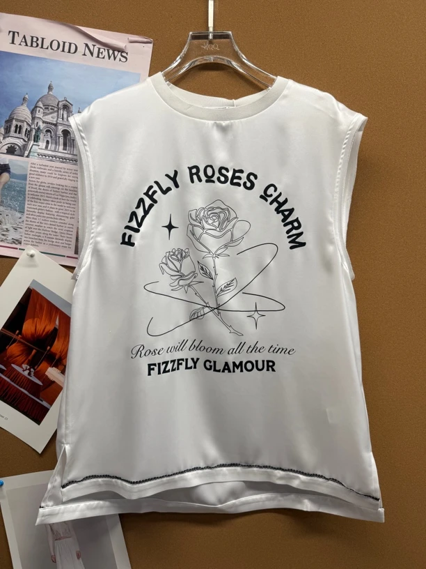 FIZZFLY上衣｜玫瑰拼蕾丝背心T恤60162