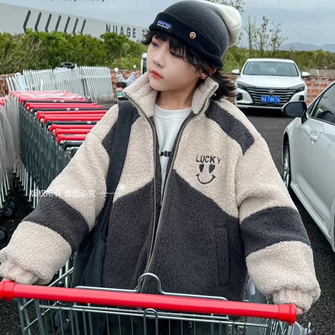 大E小e男女童冬季加厚毛毛棉衣外套2679儿童秋冬拼接加棉潮流保暖