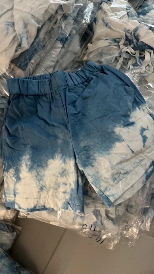 云南大理手工扎染套装男童扎染短袖上衣短裤棉麻舒适透气套装