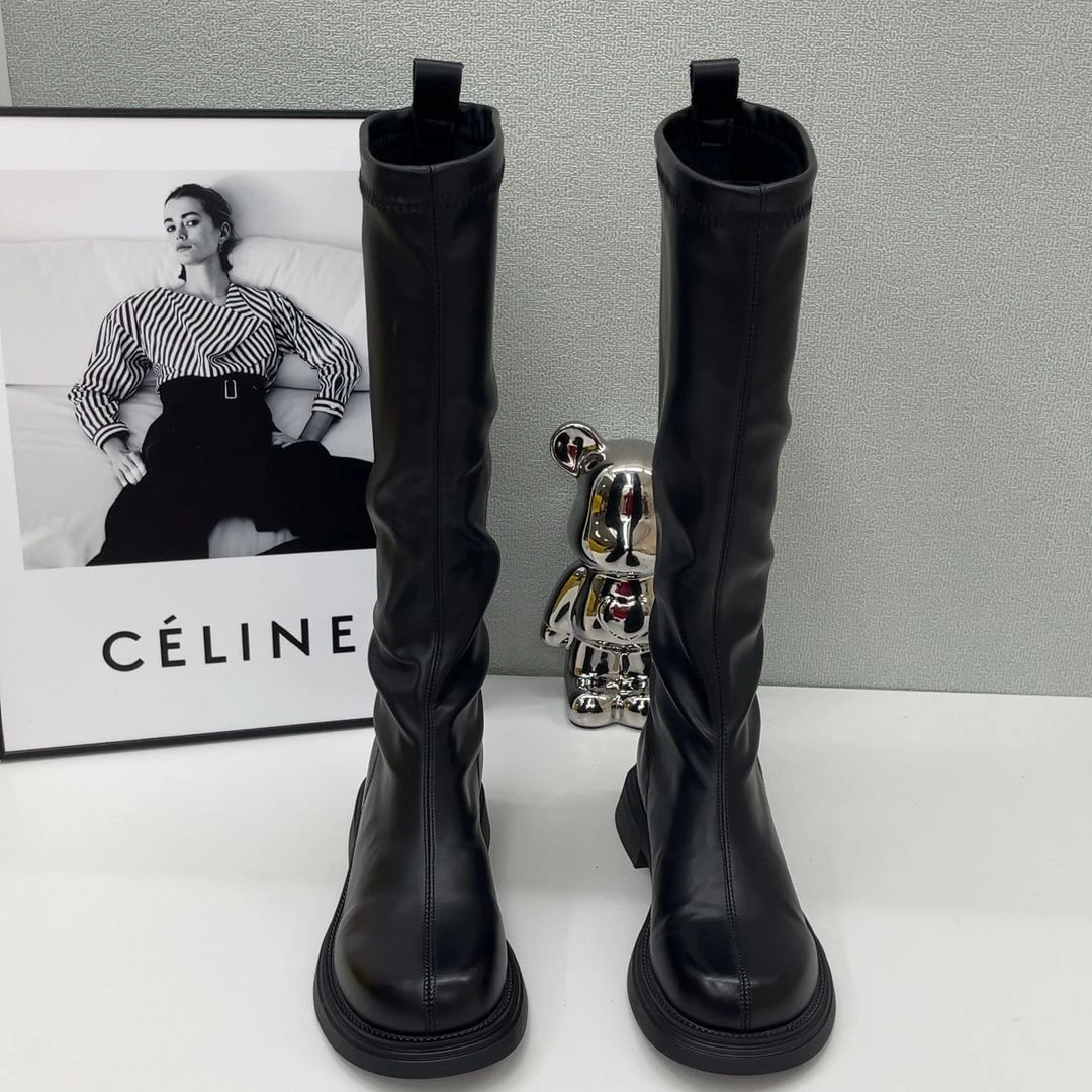 英伦风韩版时装靴中筒长筒时尚过膝高筒靴加绒长靴鞋子女款秋冬