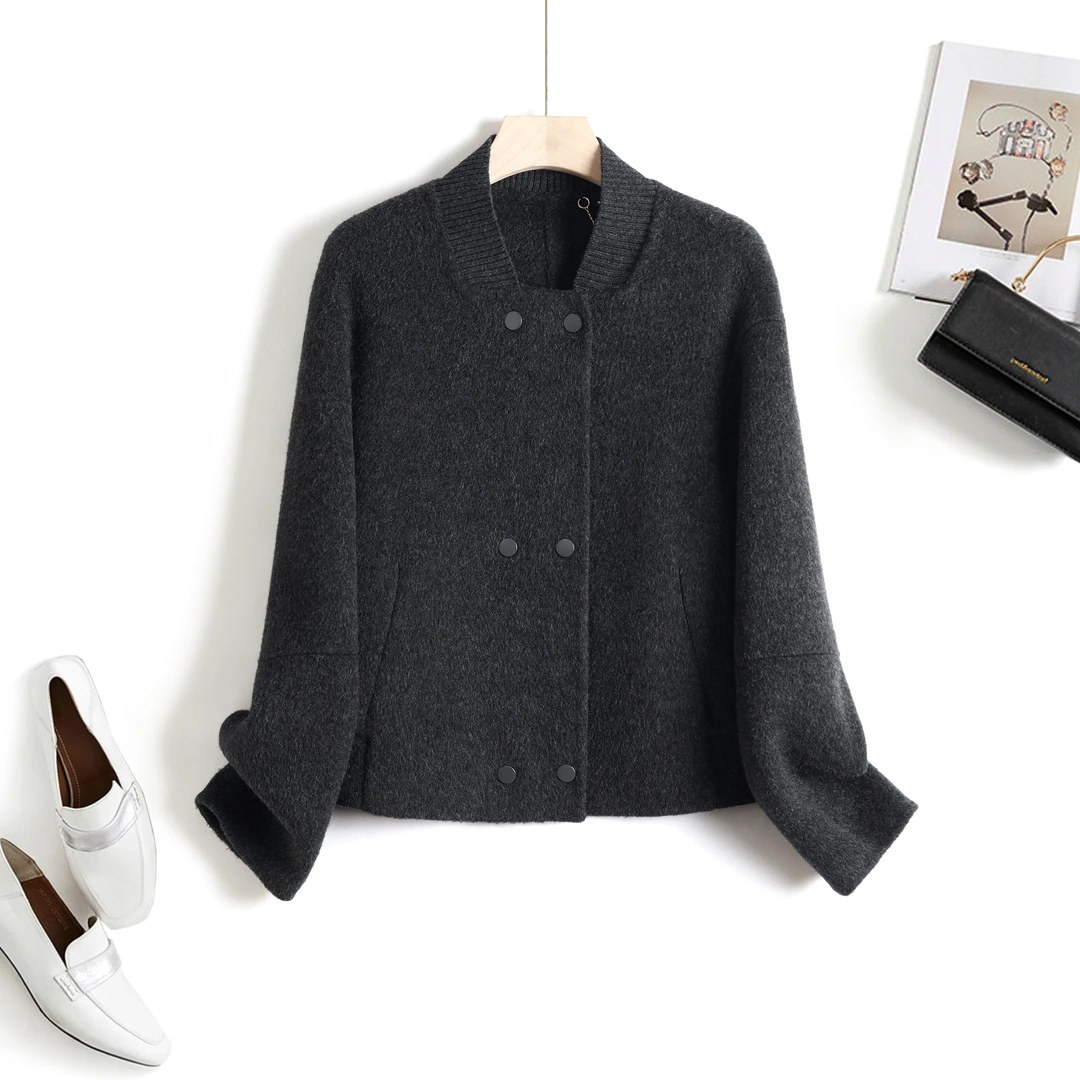 冬季短款百搭羊绒大衣气质时尚休闲短款双面羊绒大衣8885