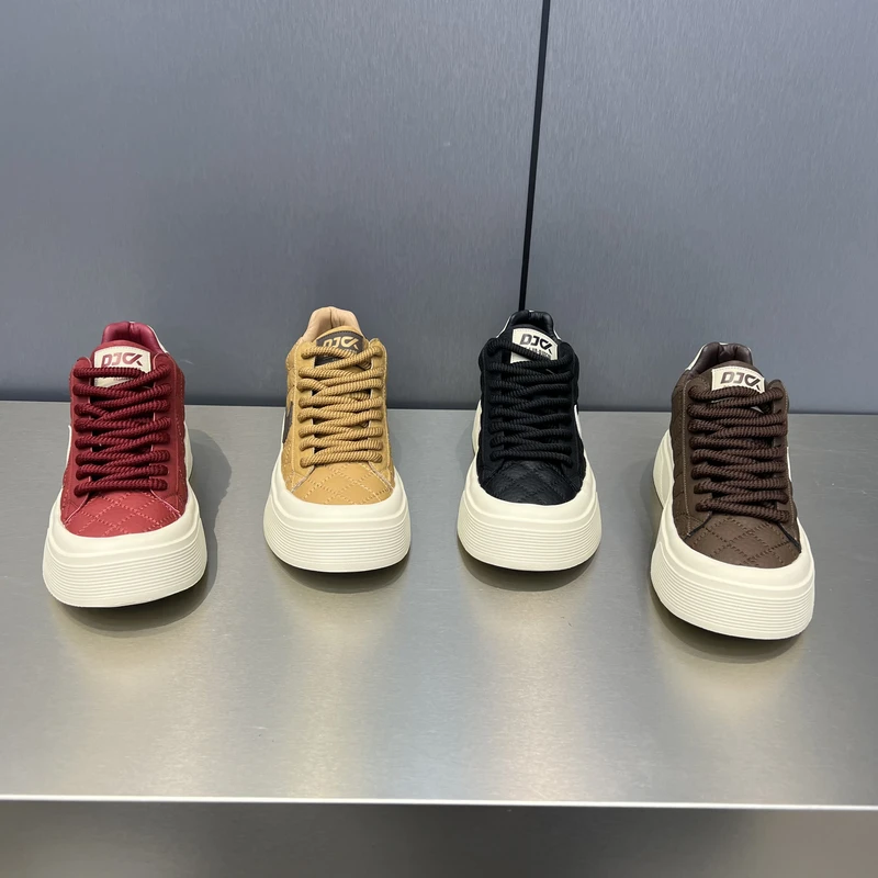 77-558冬季新款男鞋皮面加绒保暖棉鞋舒适百搭厚底运动休闲鞋