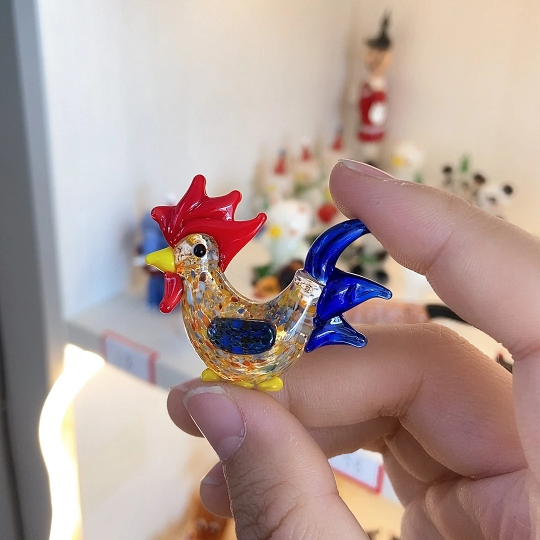 琉璃手工艺品蓝色鸡