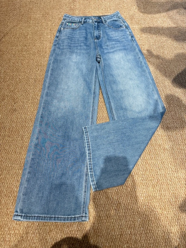 高腰宽松显瘦复古直筒牛仔裤女夏季薄款百搭拖地裤987