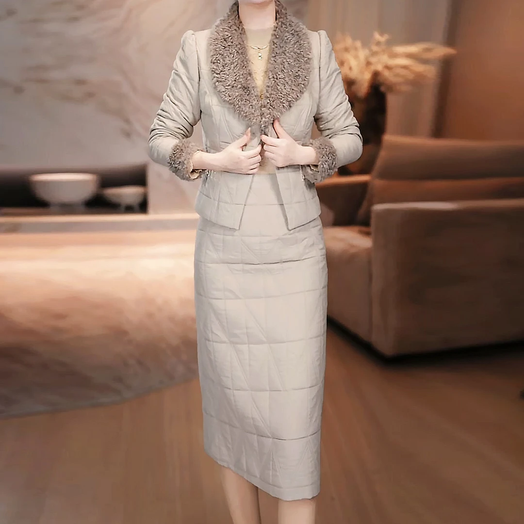 【加棉外套+连衣裙】两件套2025秋冬新款香风气质秋冬显瘦女装套装