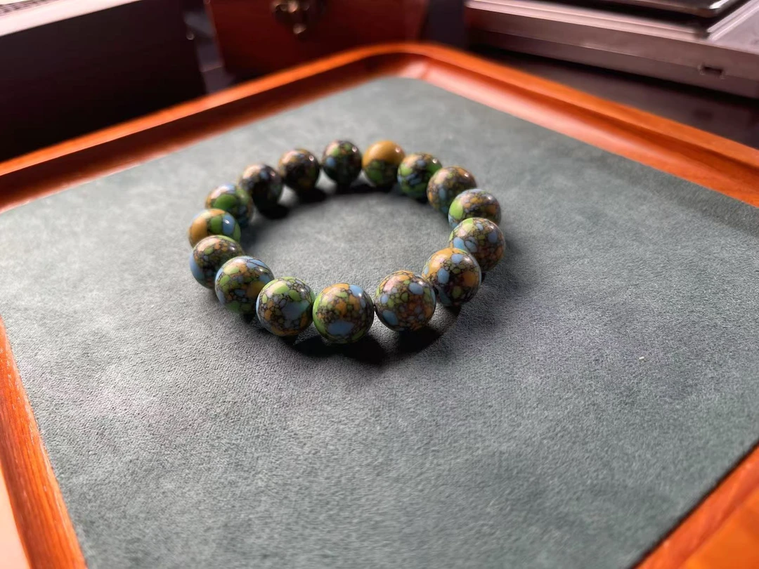 唐三彩绿松石圆桶珠手串链精灵风公主风