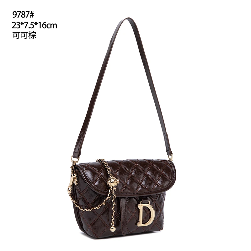 【呆哥专属】QYX-9787-可可棕轻奢女士时尚新款单肩包