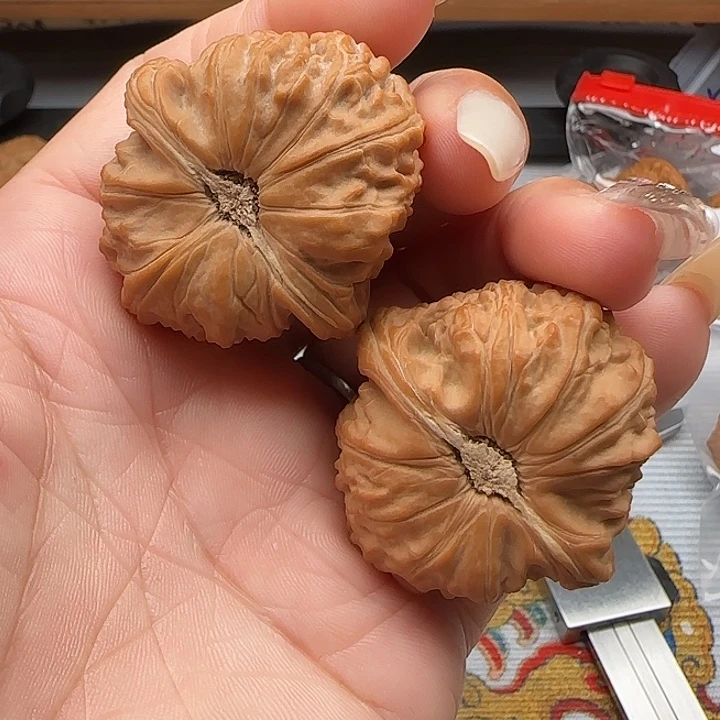 ****身把件文玩核桃白狮子核桃