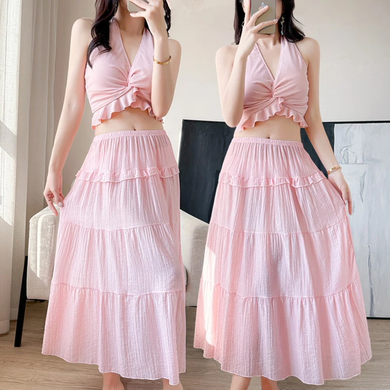 【粉系佳人】游泳衣女分体大长裙遮肉显瘦百搭泰式温泉度假泳装女