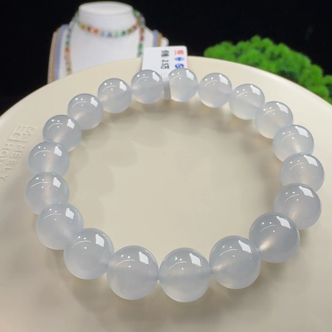 A***4翡翠未镶嵌手链淡蓝底冰胶感十足单圈卡10mm