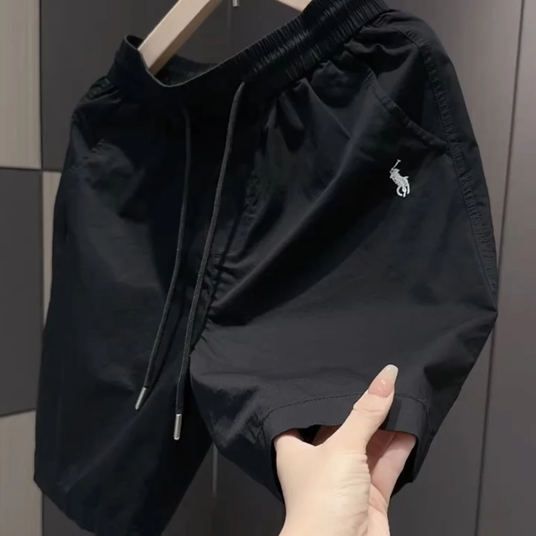 2025短裤男夏季透气冰丝速干五分裤薄款纯色简约沙滩裤宽松直筒裤