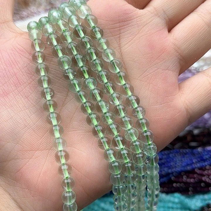 未镶嵌玛瑙/玉髓珠宝半成品一条6mm左右绿萤石