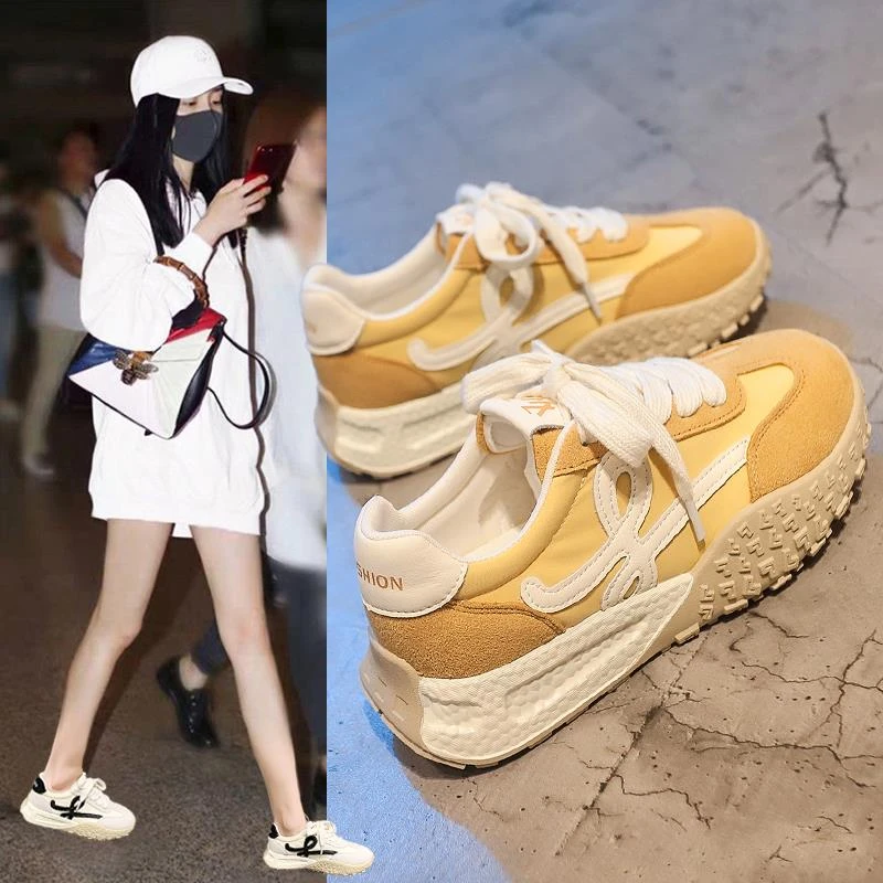 爆款厚底德训鞋女款2025夏季新款百搭透气运动鞋休闲小白鞋阿甘鞋