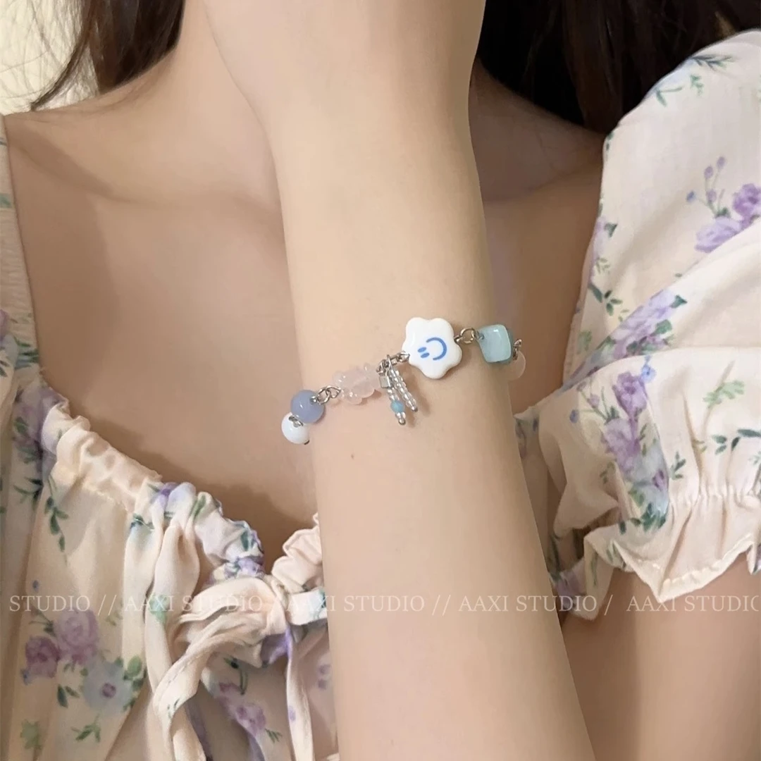 合金树脂手链 可爱搞怪闺蜜串珠手链女款马卡棉花糖浅色系手串