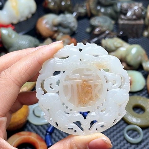白玉菩提吊坠摆件