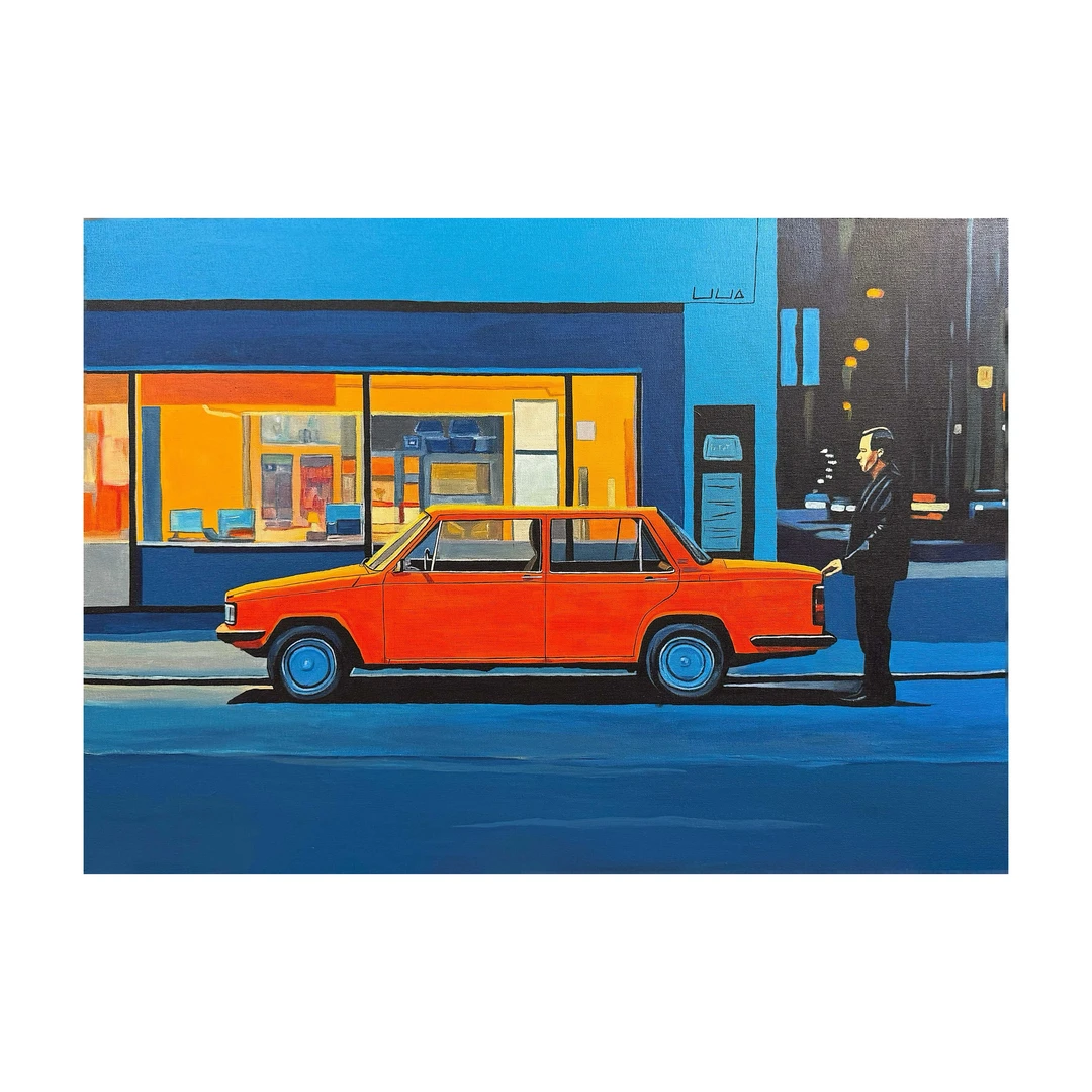 【暮色街角3】70*100 中古包豪斯挂画-原创孤品