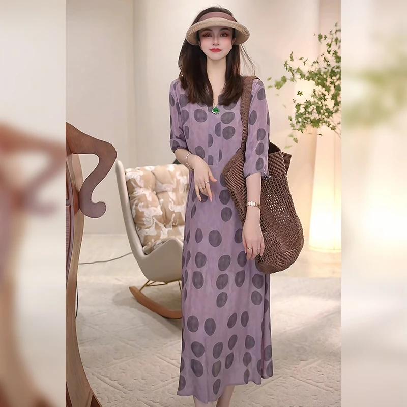 Linda姐高端线【欧若风】时尚轻奢气质波点法式连衣裙AA5LYH0065