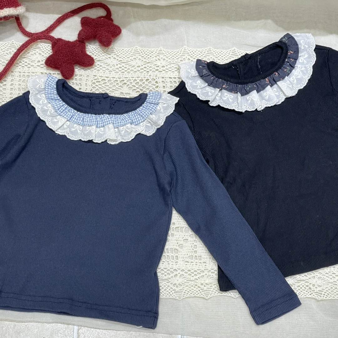 现货「可可买手集合店」小恩GA花边设计打底衫坑条柔软3988