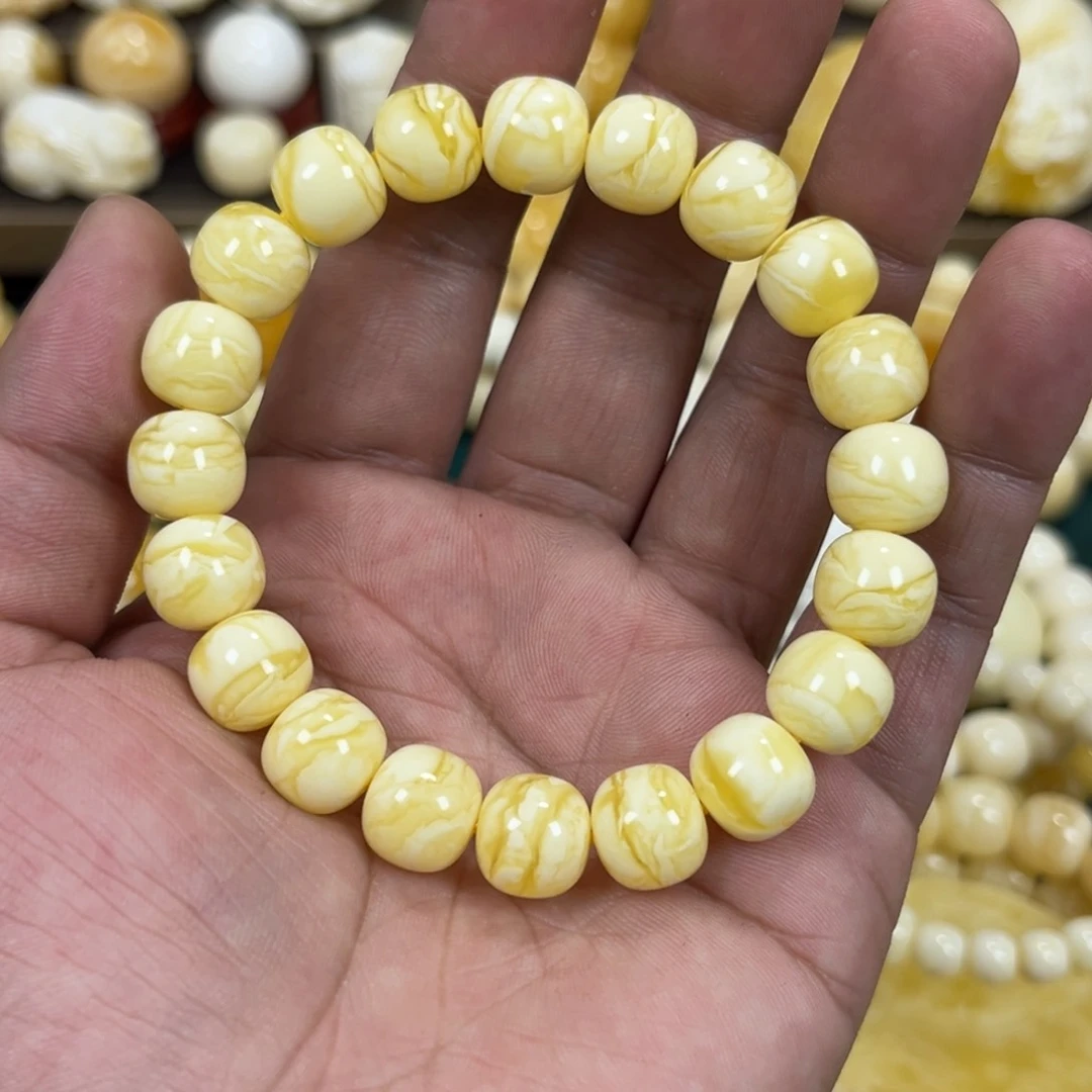 琥珀手链未镶嵌嘞*刘同料焦皮白虎皮老邢手串11mm15.9
