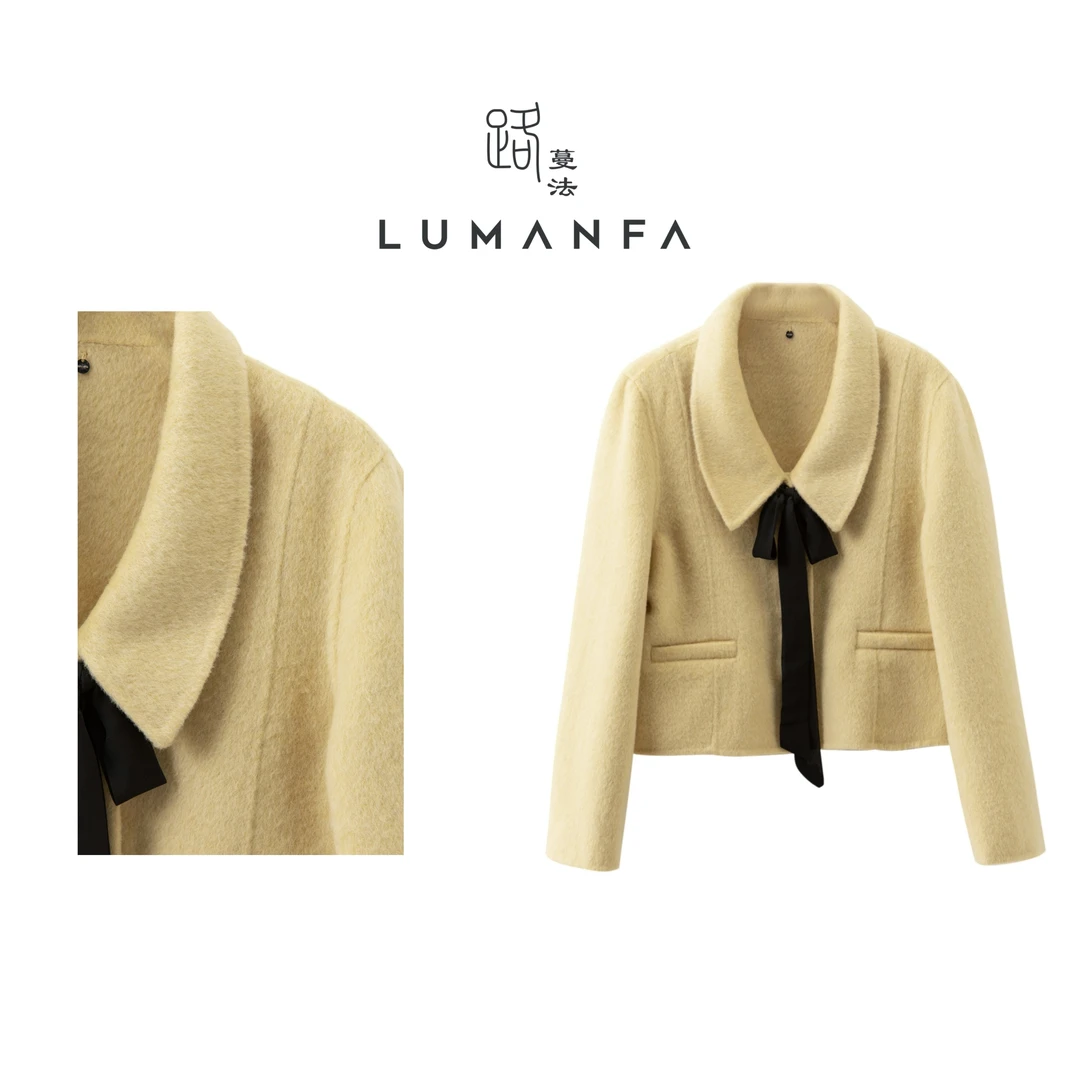 【向日葵】秋季新款气质时尚浅黄色短款小个子双面短外套MF-1994