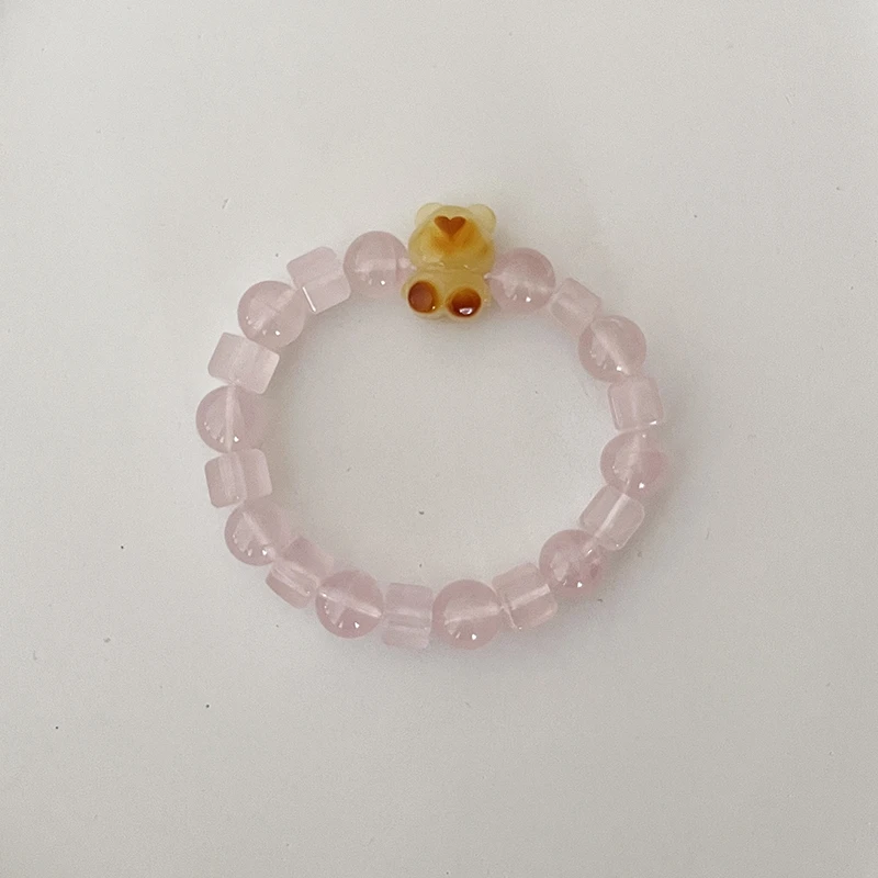 粉水晶方糖蜜蜡手串