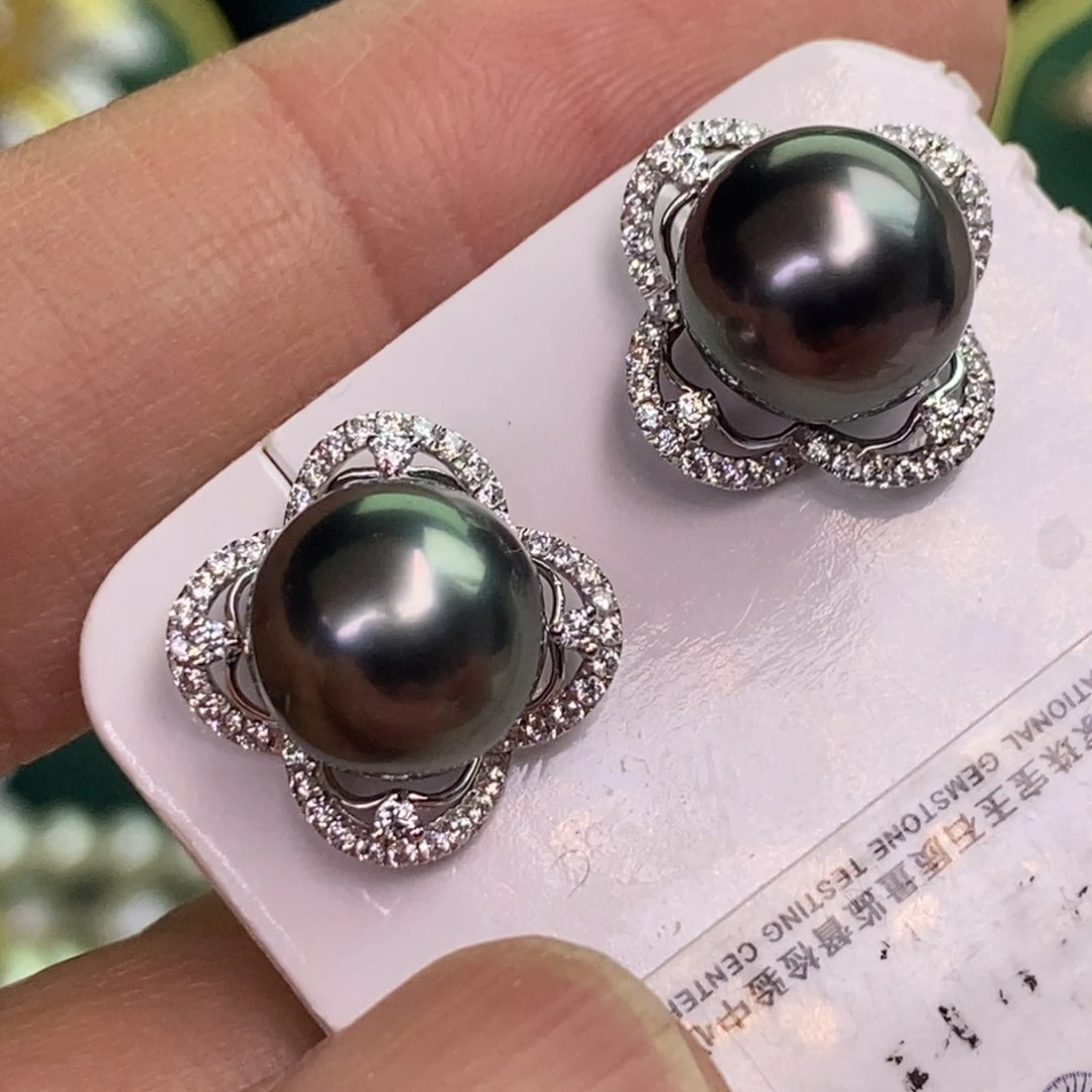 18K金镶嵌耳饰海水珍珠