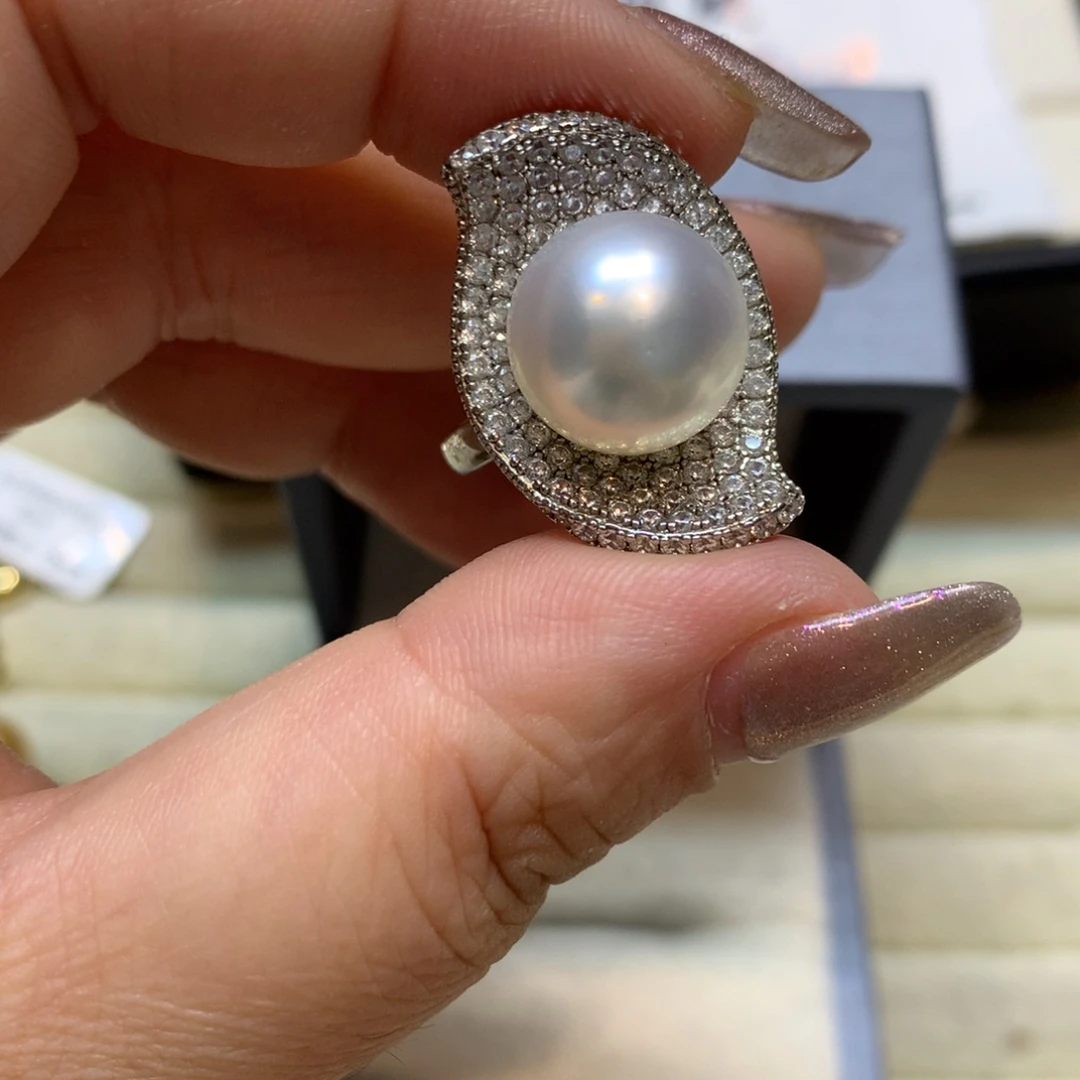 海水珍珠戒指银S925镶嵌