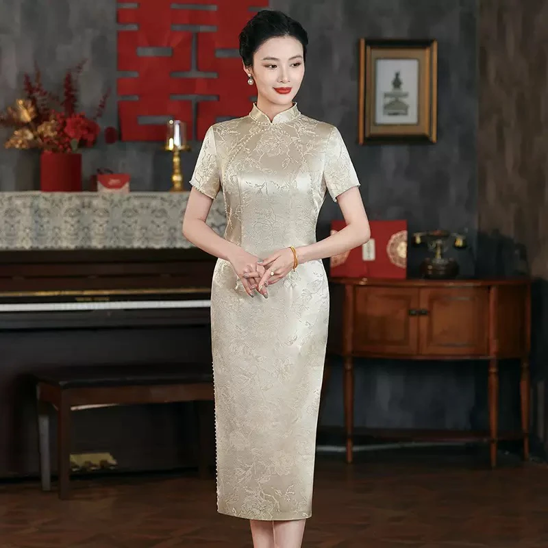 喜婆婆婚礼服装旗袍裙子女款爆款2025新款 45-55岁高档妈妈装敬酒
