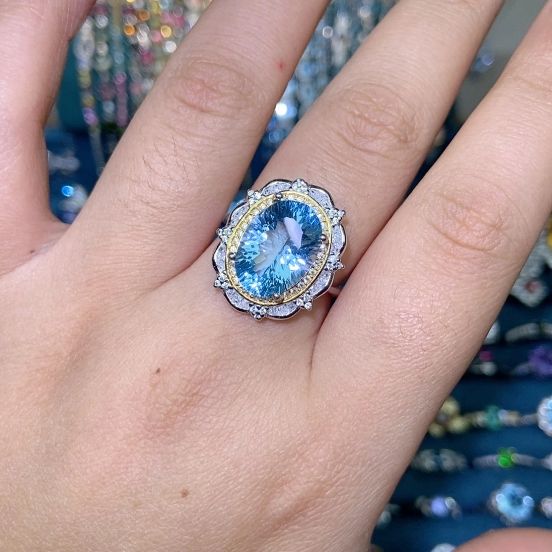 银S925镶嵌托帕石戒指